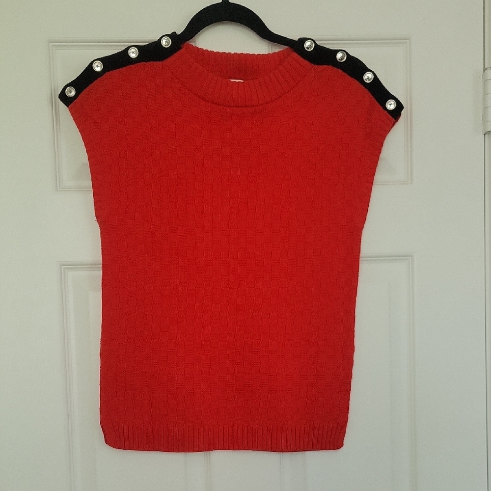 Ann Klein Red Knitted Top Size M